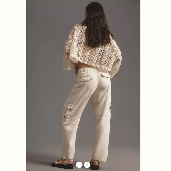Anthropologie Pilcro Slim Linen Beach Cargo Pants - Picture 3 of 4